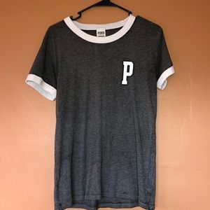 Grey and white PINK t shirt